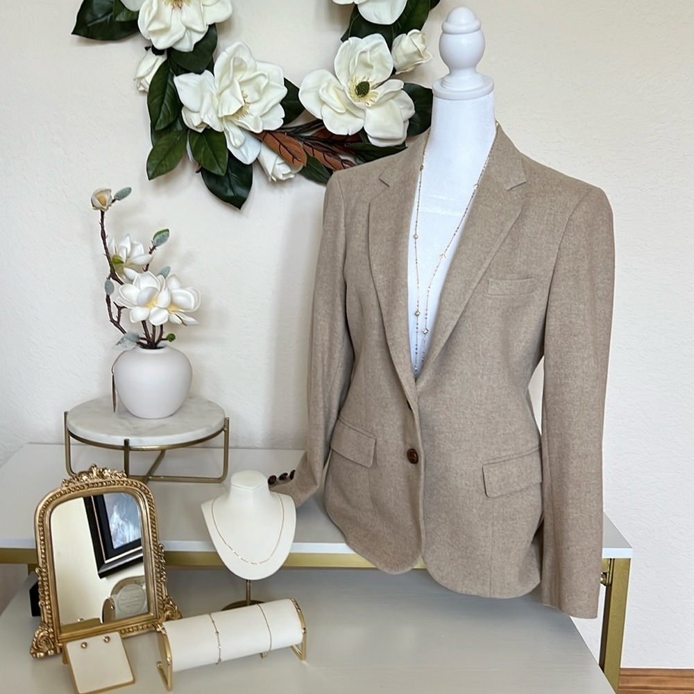 EUC Vintage Blazer Cashmere & Wool Tan